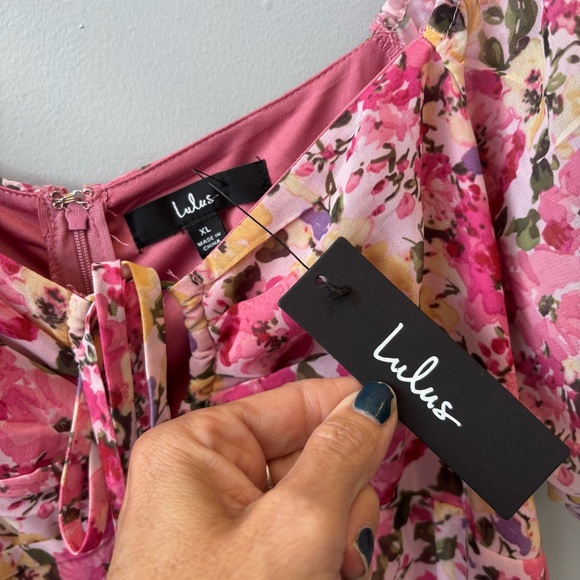 NWT Lulu's XL Dress Precious Perspective Pink Floral Mini Dress - Picture 4 of 14